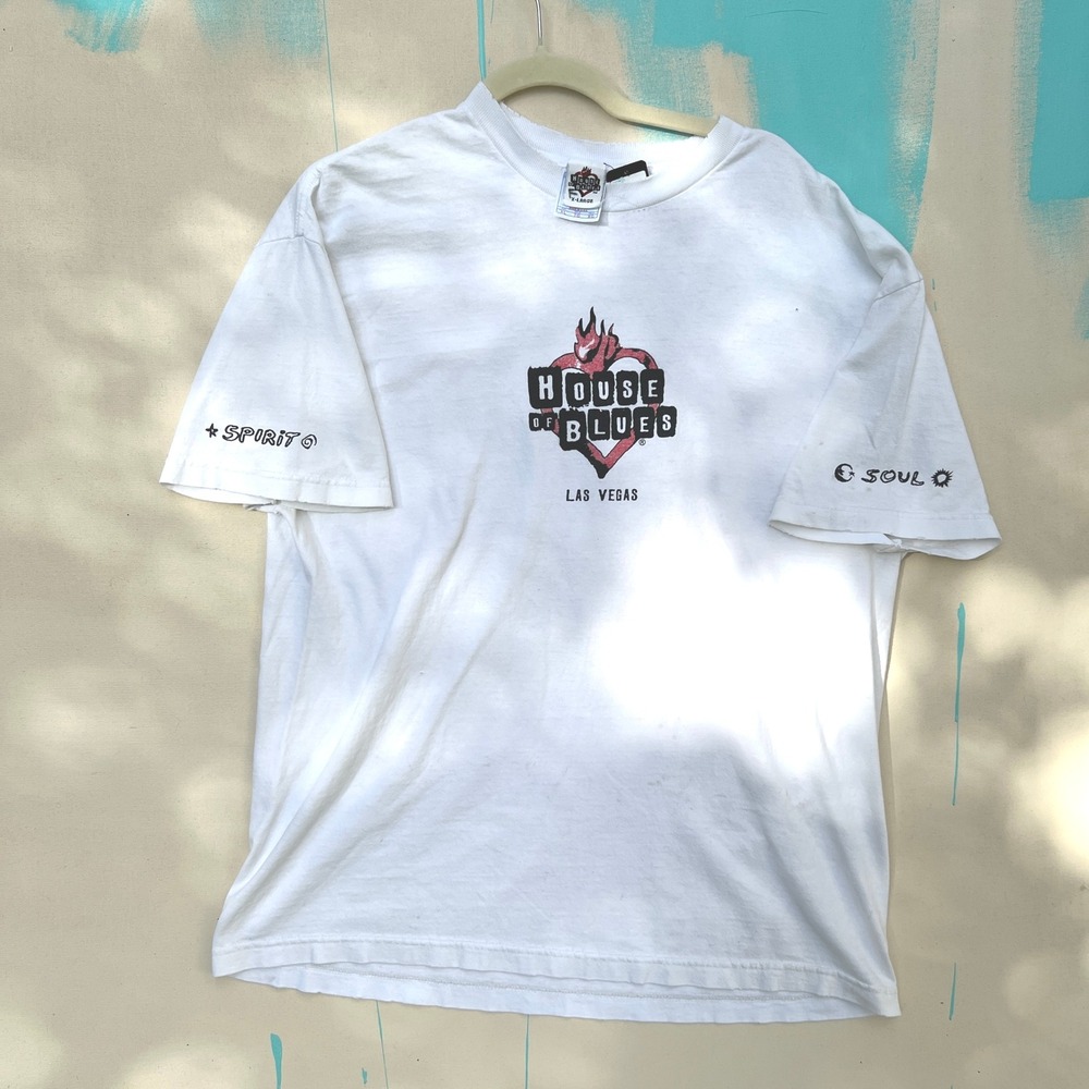 VTG 90s House of Blues T-Shirt Las Vegas Spirit & Soul XL Distressed Concert Tee